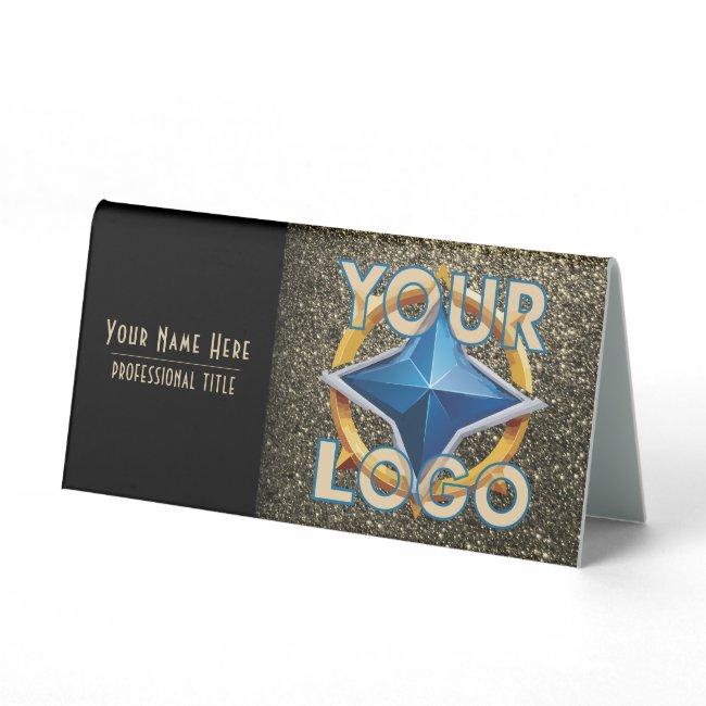 Elegant Gold Glitter Professional Photo QR code Table Tent Sign