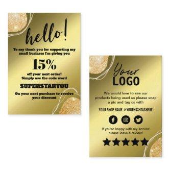Elegant Gold Glitter Thank You Insert Card