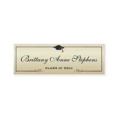 Elegant Gold Graduation Cap Name Card Insert