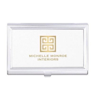 Elegant Gold Greek Key Interior Designer White Case For