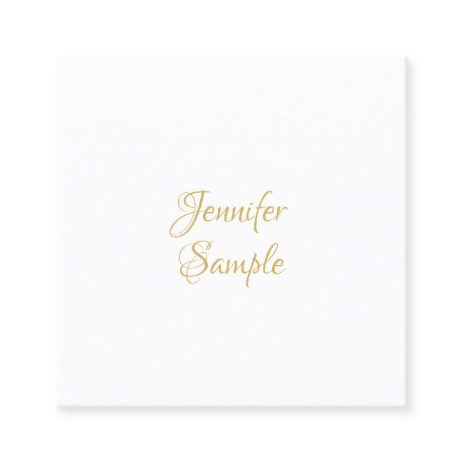 Elegant Gold Hand Script Text Minimalist Template Square