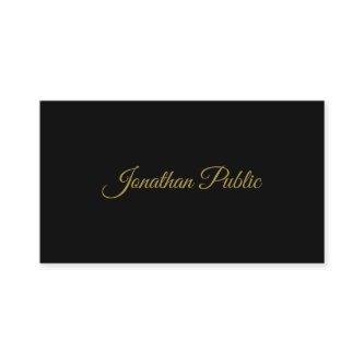 Elegant Gold Handwritten Script Sleek Black Plain