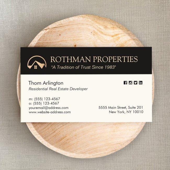 Elegant Gold Home Logo Real Estate Developer