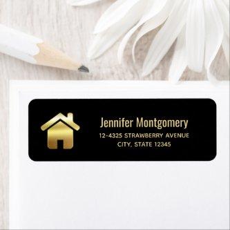 Elegant Gold House Symbol Real Estate Design Label