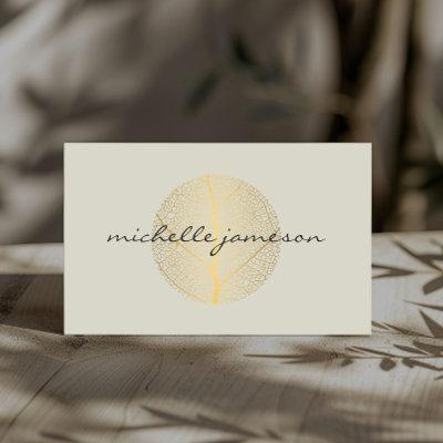 Elegant Gold Leaf Logo on Light Tan
