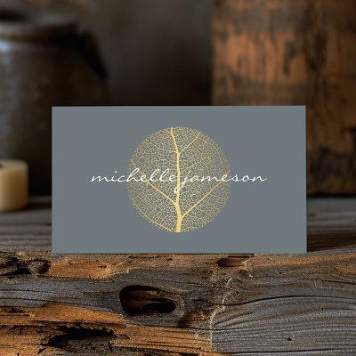 Elegant Gold Leaf Logo on Slate