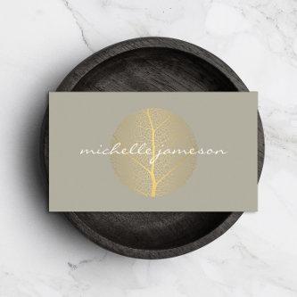 Elegant Gold Leaf Logo on Tan