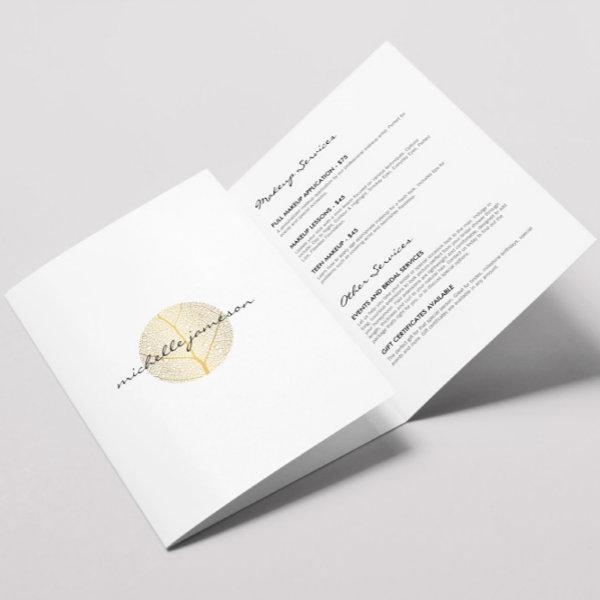 Elegant Gold Leaf Logo Salon, Spa Brochure
