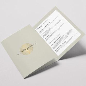 Elegant Gold Leaf Logo Tan Salon, Spa Brochure