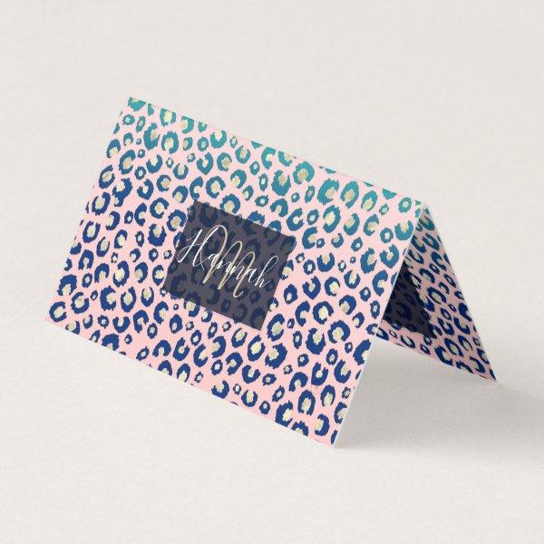 Elegant Gold leopard print Blue Mint Gradient Pink
