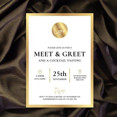 Elegant Gold Logo Networking Meet & Greet Event Invitation