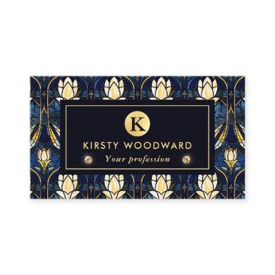 Elegant Gold Lotus Faux Stained Glass Pattern