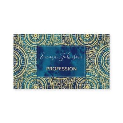 Elegant Gold Mandala Sunflower Blue Pattern
