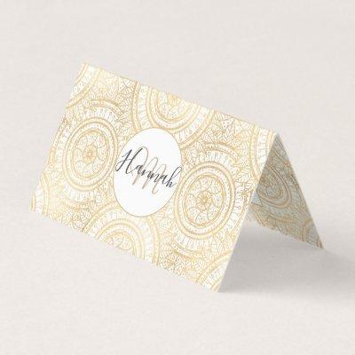 Elegant Gold Mandala Sunflower White Pattern