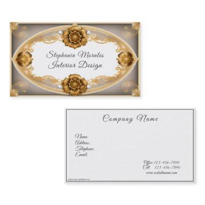 Elegant Gold Metallic Roses and White Pearls