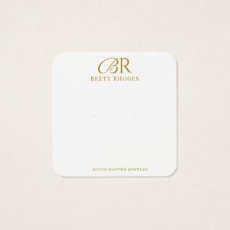 Elegant Gold Monogram Earring Display Card