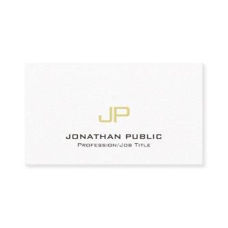 Elegant Gold Monogram Modern White Plain Chic