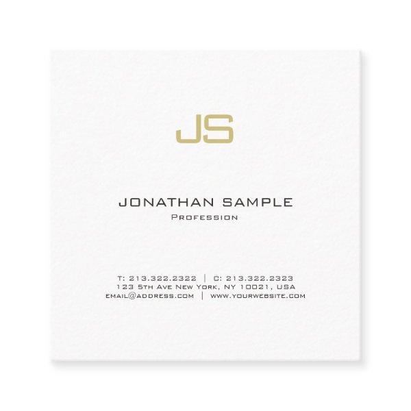 Elegant Gold Monogram Plain Luxury Chic Minimalist Square