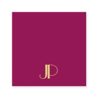 Elegant Gold Monogram Template Modern Viva Magenta Square