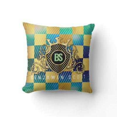 Elegant Gold Monogram Throw Pillow