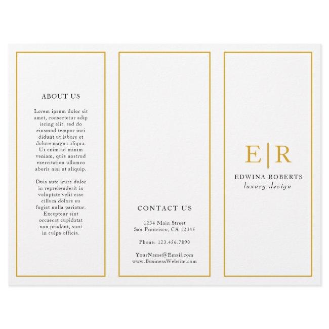 Elegant Gold Monogram Trifold Brochure