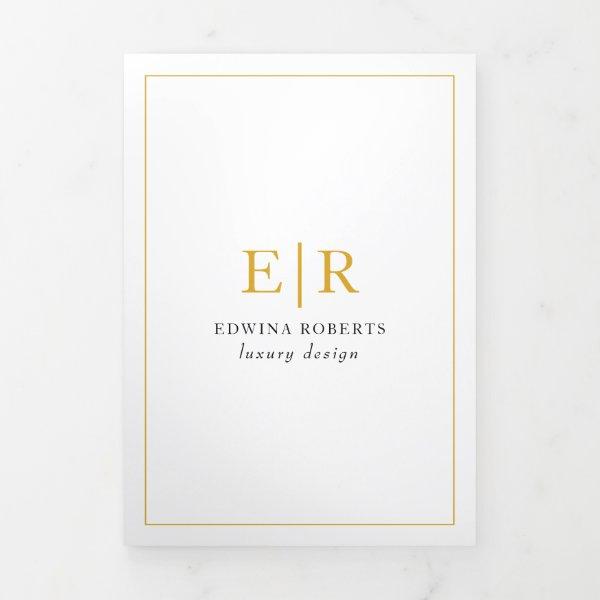 Elegant Gold Monogram Trifold Brochure
