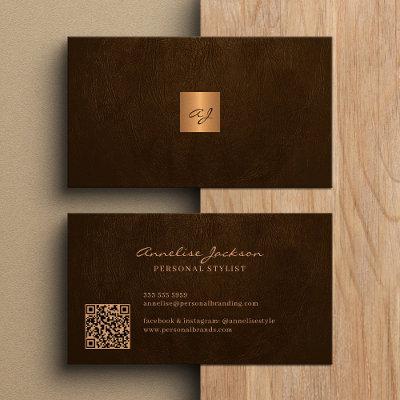 Elegant gold monogrammed modern QR code