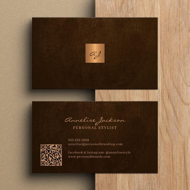 Elegant gold monogrammed modern QR code