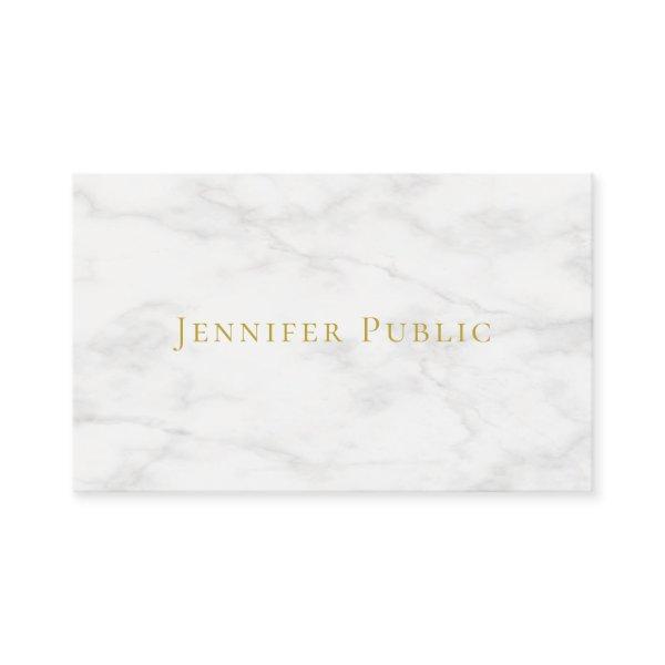 Elegant Gold Name White Marble Minimalist Modern