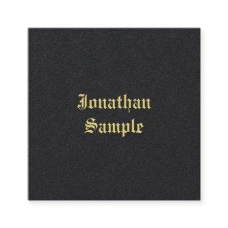 Elegant Gold Old Style Font Text Black Template Square