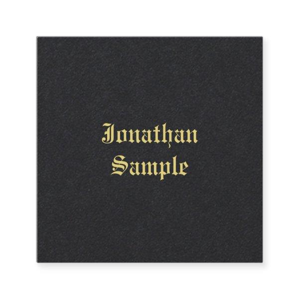Elegant Gold Old Style Font Text Black Template Square