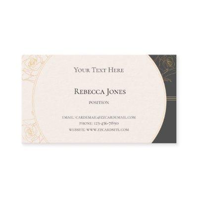 Elegant Gold Outline Rose Monogram Cream Dark Gray