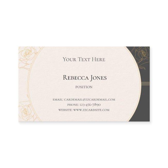 Elegant Gold Outline Rose Monogram Cream Dark Gray