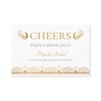 Elegant Gold Pattern Indian Wedding Drink Ticket