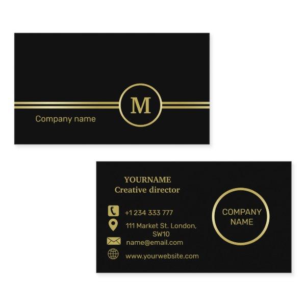 Elegant gold Personalized  Monogram on black