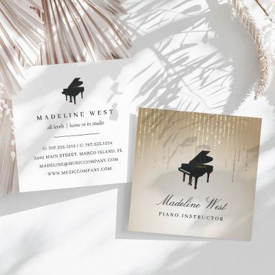 Elegant Gold Rain Piano Instructor Music Teacher Square