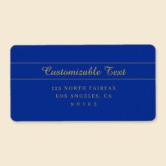 Elegant Gold Script on Navy Blue Return Address Label