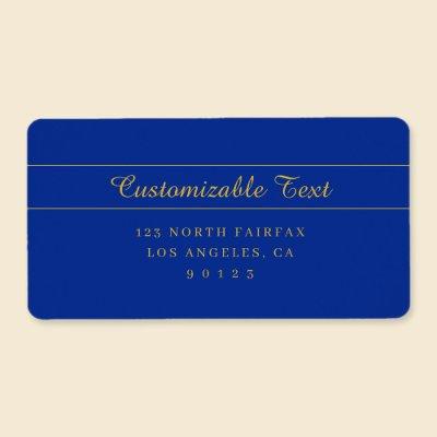 Elegant Gold Script on Navy Blue Return Address Label