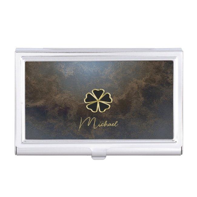 Elegant Gold Shamrock,Clover Leather Look  Case