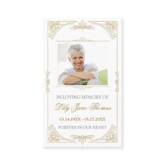 Elegant Gold Swirl Funeral Prayer Card | Edit Colo