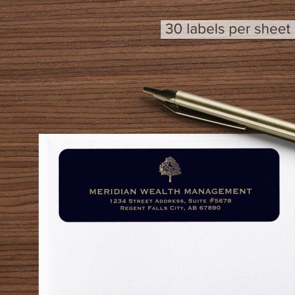 Elegant Gold Tree Finance Advisor Return Address Label