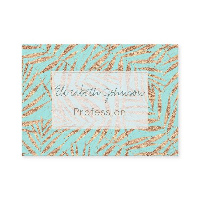 Elegant Gold Tropical Palm Leaves Mint Design
