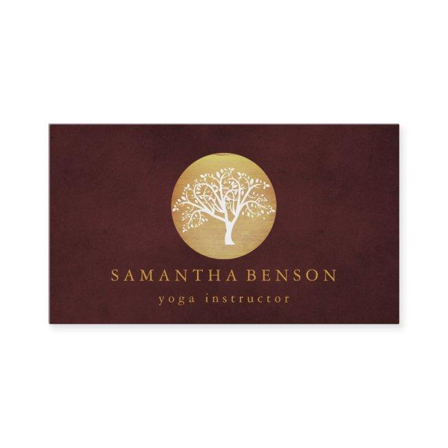 Elegant Gold Watercolor Tree Yoga and Meditation B
