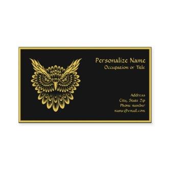 Elegant Gold Wise Owl on Black