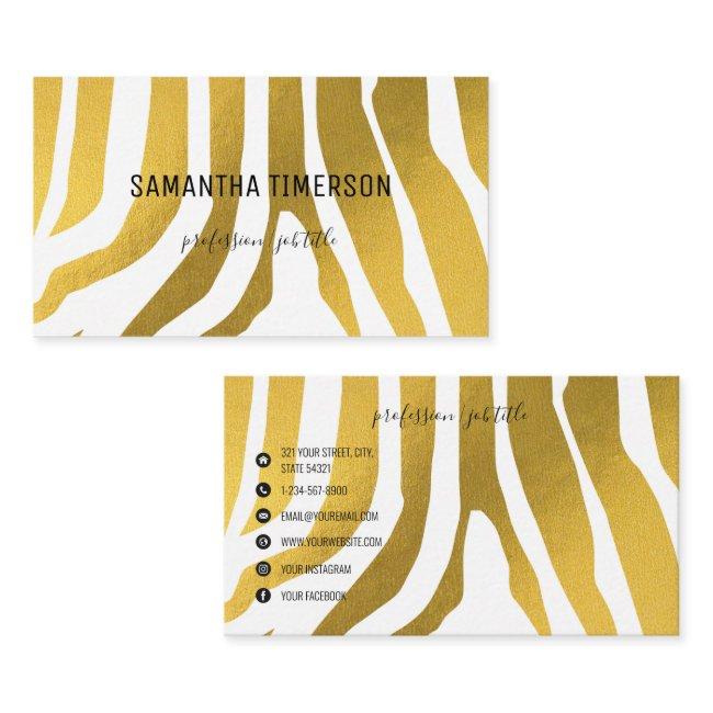 Elegant Gold Zebra Stripes Modern Professional