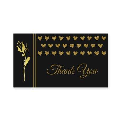 Elegant Golden Flower Hearts Custom Logo Thank You