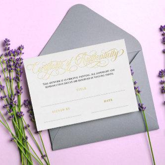 Elegant Golden Swirls Certificate of Authenticity Foil Invitation