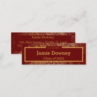 Elegant Graduate Gold & Red Wine Name Card