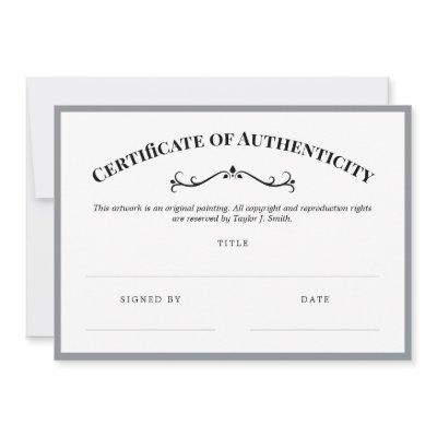 Elegant Gray Certificate of Authenticity