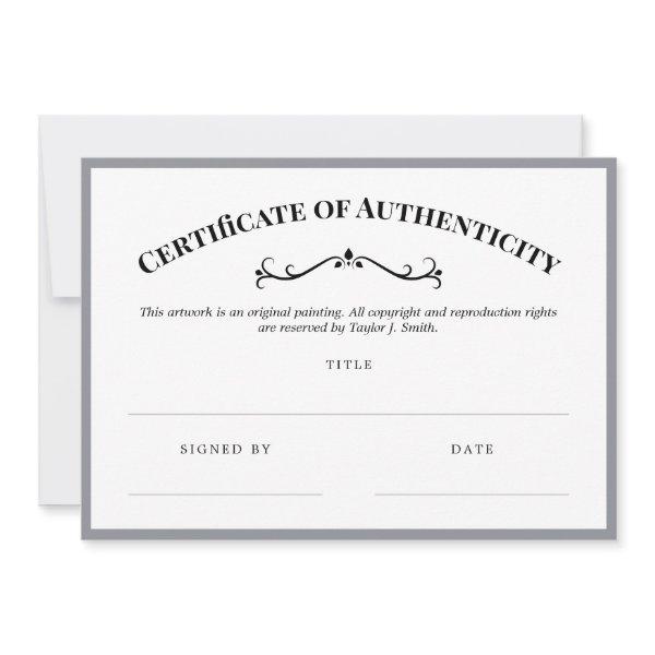 Elegant Gray Certificate of Authenticity